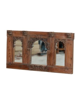 Zrkadlo v starom ráme z teakového dreva, ručne vyrezávanom, 108x12x59cm