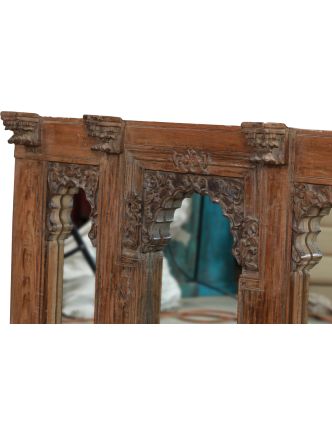 Zrkadlo v starom ráme z teakového dreva, ručne vyrezávanom, 108x12x59cm