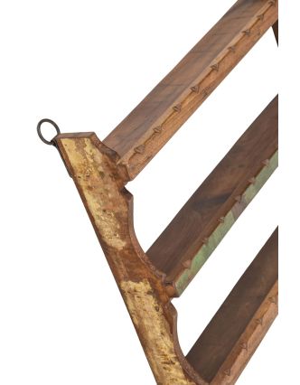 Polička na stenu z teakového dreva, ručne vyrezávaná, 45x8x36cm