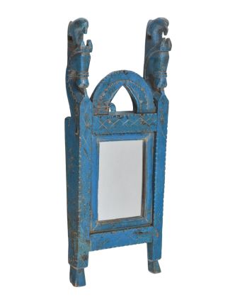 Staré zrkadlo s poličkou z teakového dreva, 21x6x52cm