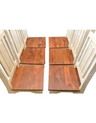 Jedálenský stôl z teakového dreva, ručné rezby, 6 stoličiek