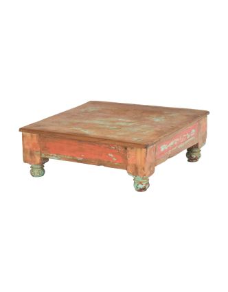 Starý čajový stolík z teakového dreva, 31x31x11cm
