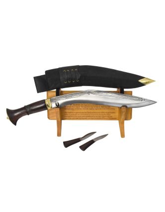 Khukri nôž, "Cheetlange carving sirupate" 12", drevená rukoväť