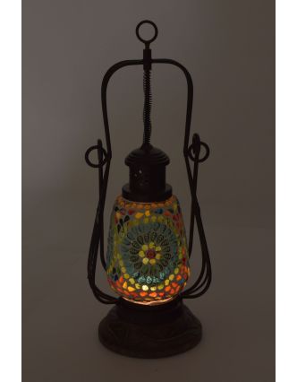 Mozaikový lampáš na sviečku v tvare petrolejky, 14x14x43cm