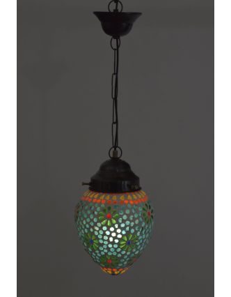 Sklenená mozaiková lampa, multifarebná, ručná práca, 13x13x20cm