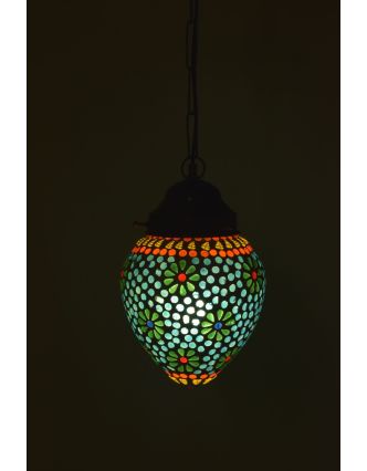 Sklenená mozaiková lampa, multifarebná, ručná práca, 13x13x20cm