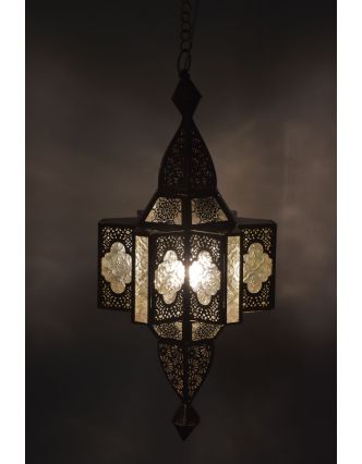 Lampa v orientálnom štýle, číre sklo, zlatá, 28x28x56cm