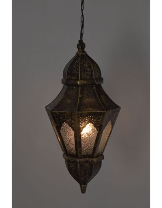 Lampa v orientálnom štýle, číre sklo, zlato-čierna, 28x28x56cm