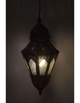 Lampa v orientálnom štýle, číre sklo, zlato-čierna, 28x28x56cm