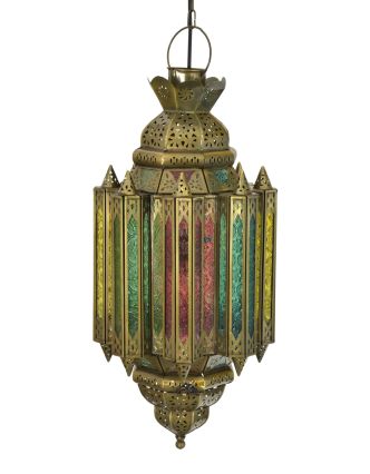 Arabská lampa, multifarebná, mosadz, sklo, ručné práce