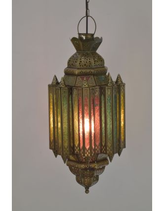 Arabská lampa, multifarebná, mosadz, sklo, ručné práce