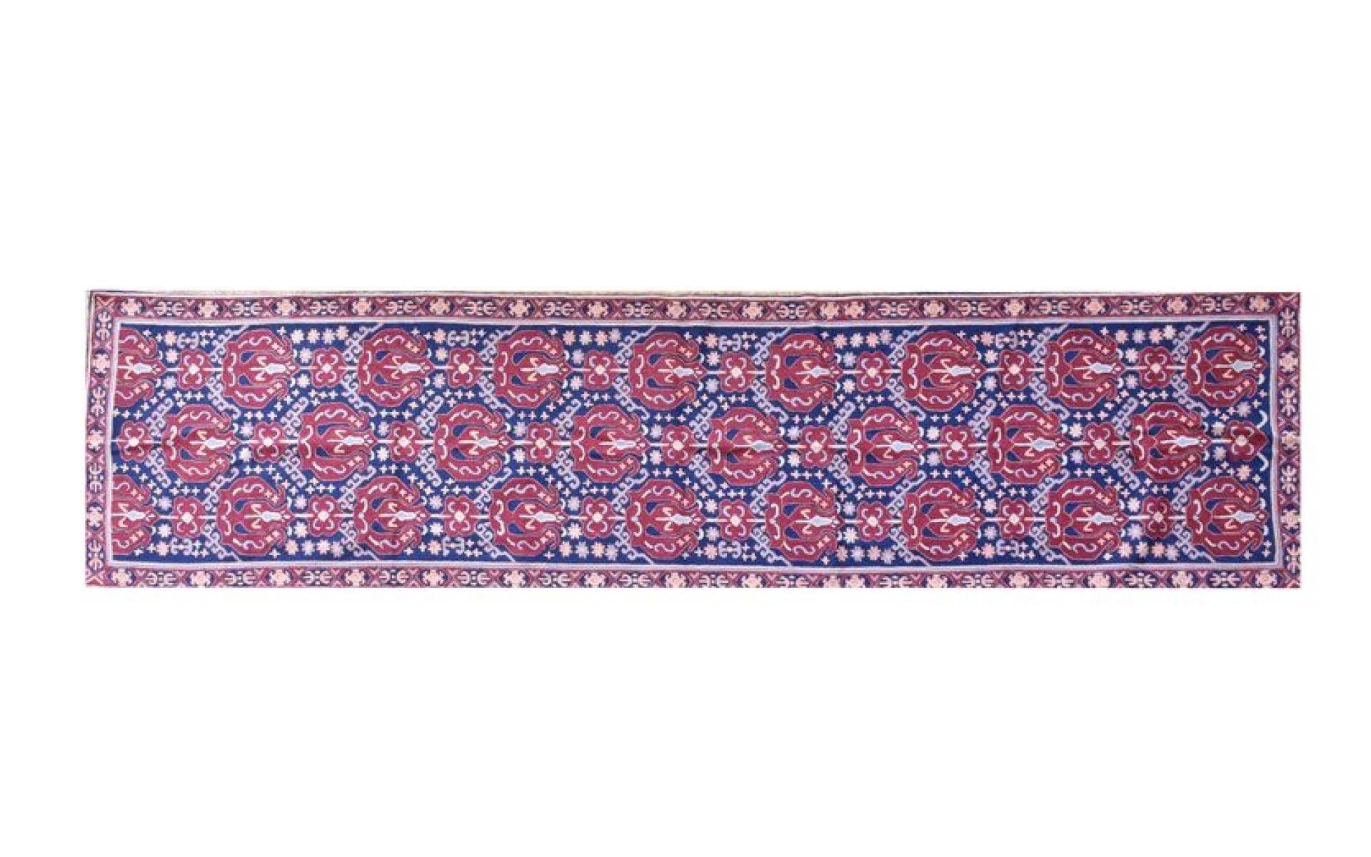 Ručne vyšívaný koberec/tapiséria, výšivka z kašmírskej vlny, 296x76cm