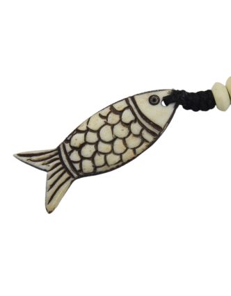 Kostená kľúčenka ryba, vyrezávaná, celková dĺžka 10cm