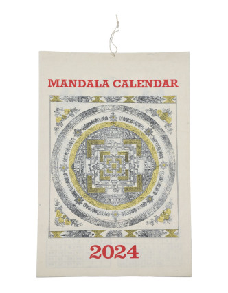Kalendár Mandala, ručne tlačený na ryžovom papieri, 23x30cm