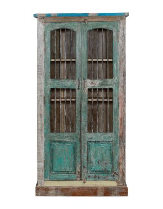 Skriňa z mangového dreva, staré teakové dvere s mrežou bez skla, 95x46x183cm