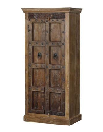 Skriňa z mangového dreva, staré teakové dvere s kovaním, 83x50x179cm