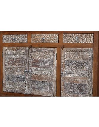 Komoda z teakového dreva, ručné rezby, 138x45x95cm