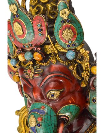 Maska Ganéš, zdobená kameňmi, živica, 25x15x38cm