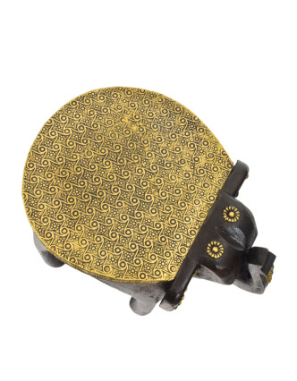 Stolička v tvare slona zdobená mosadzným kovaním, 20x26x21cm