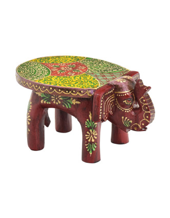Drevený slon červený, ručne maľovaný, 14x20x11cm