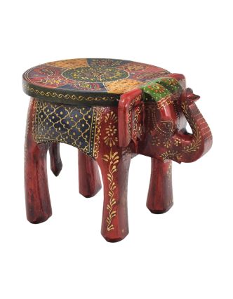 Drevený slon, ručne maľovaný, 19x19x21cm
