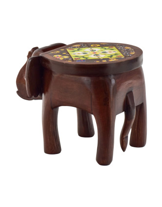 Stolička v tvare slona zdobená keramickými dlaždicami, 44x30x30cm