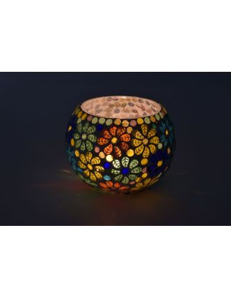 Lampička, sklenená mozaika, guľatá, priemer 13cm, výška 8cm