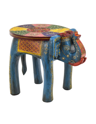 Mini stolička v tvare slona, ručne maľovaná, 40x30x30cm