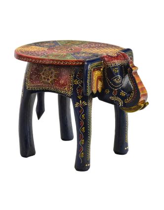 Mini stolička v tvare slona, ručne maľovaná, 40x28x32cm