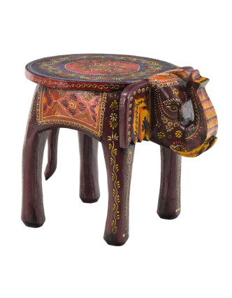 Mini stolička v tvare slona, ručne maľovaná, 40x28x32cm