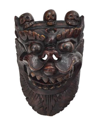 Drak, drevená maska, antik patina, 27x20x32cm