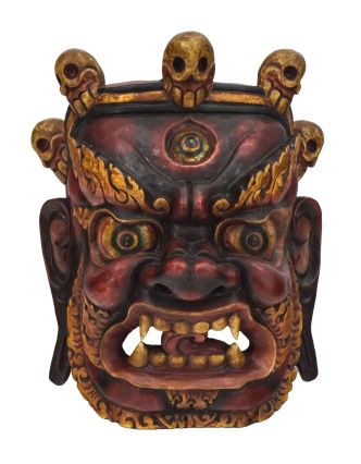 Drevená maska, "Bhairab", antik patina, 27x17x34cm