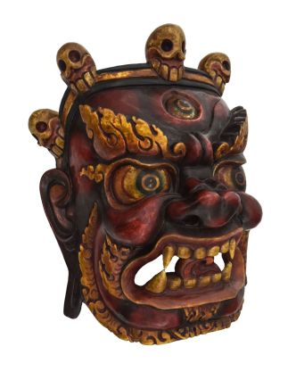 Drevená maska, "Bhairab", antik patina, 27x17x34cm