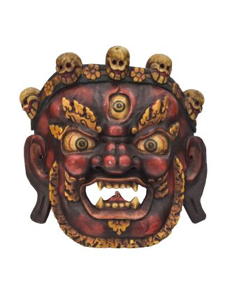 Drevená maska, "Bhairab", antik patina, 31x14x32cm