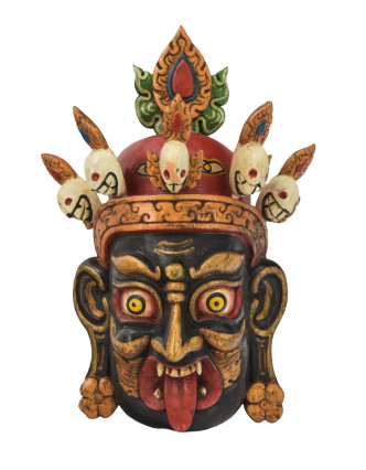 Kalí, drevená maska, ručne maľovaná, 26x15x48cm