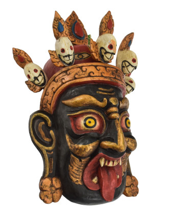 Kalí, drevená maska, ručne maľovaná, 26x15x48cm