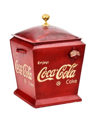 Plechová chladnička "Coca Cola", antik, 30x30x44cm