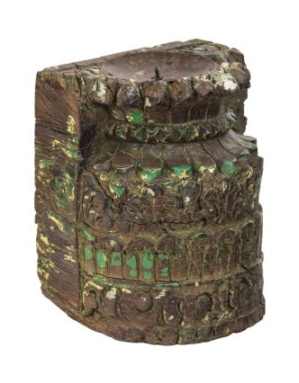 Drevený svietnik zo starého teakového stĺpu, 16x12x19cm