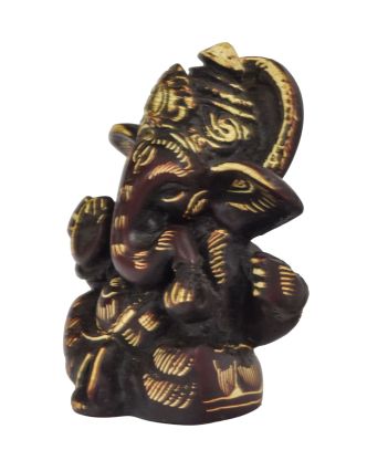 Ganesh, vínový, ručne zdobený, živica, 6cm