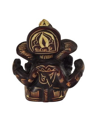 Ganesh, vínový, ručne zdobený, živica, 6cm