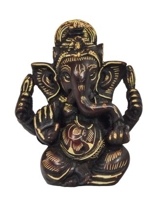 Ganesh, vínový, ručne zdobený, živica, 8cm