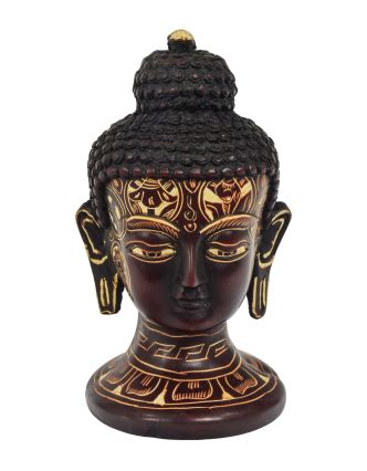 Budhova hlava, ručne zdobená, vínová živica, 12cm