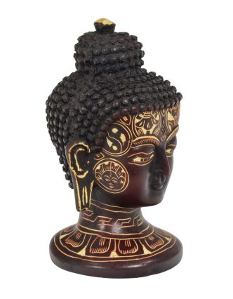 Budhova hlava, ručne zdobená, vínová živica, 12cm