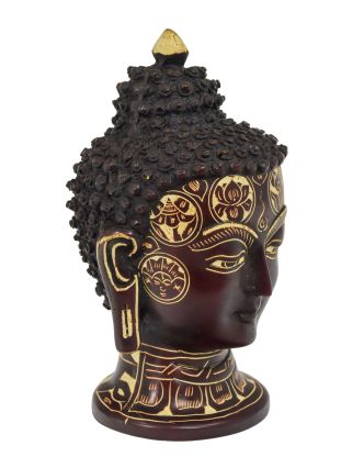 Budhova hlava, ručne zdobená, vínová živica, 14cm