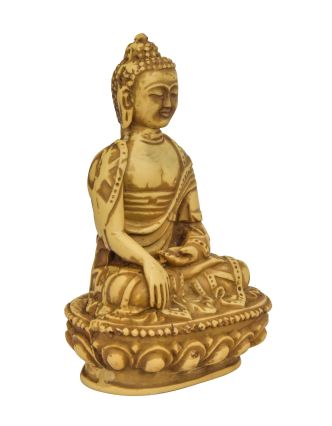 Budha Šákjamúni, ručne vyrezávaný, svetlo hnedý, 7x5x10cm