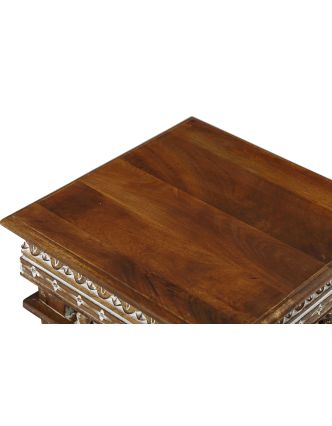 Konferenčný stolík z mangového dreva, ručné rezby, 46x46x46cm