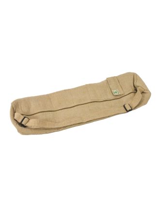 Originálny obal na yoga podložku z konope, výšivka, popruh, vrecko, cca 25x76cm