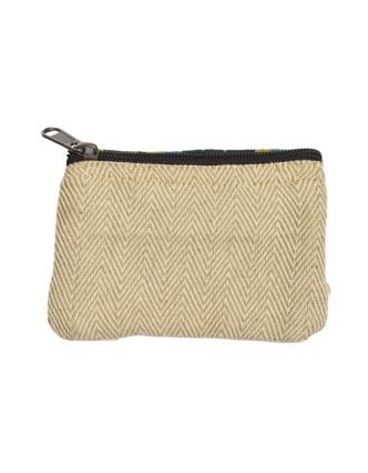 Peňaženka na drobné z konope a bavlny, zips, 15x10cm