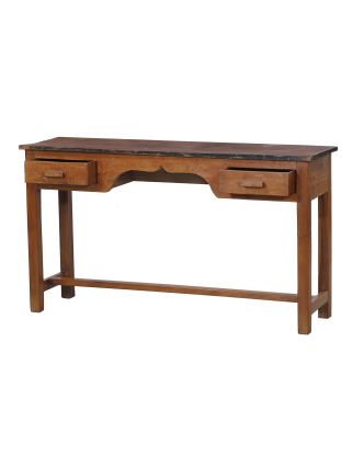 Písací stôl z teakového dreva so šuplíkmi, 136x38x77cm