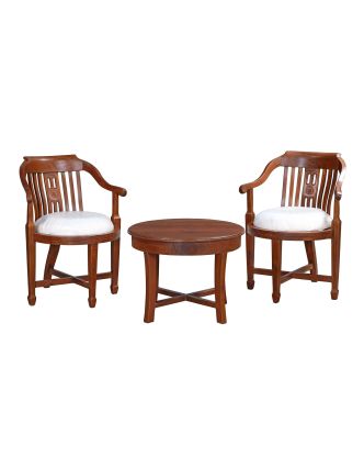 Polstrované stoličky so stolíkom z tíkového dreva